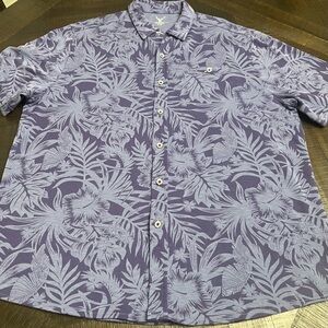 Men's Short-Sleeve Floral Button-Down Shirt — Lavender Print
